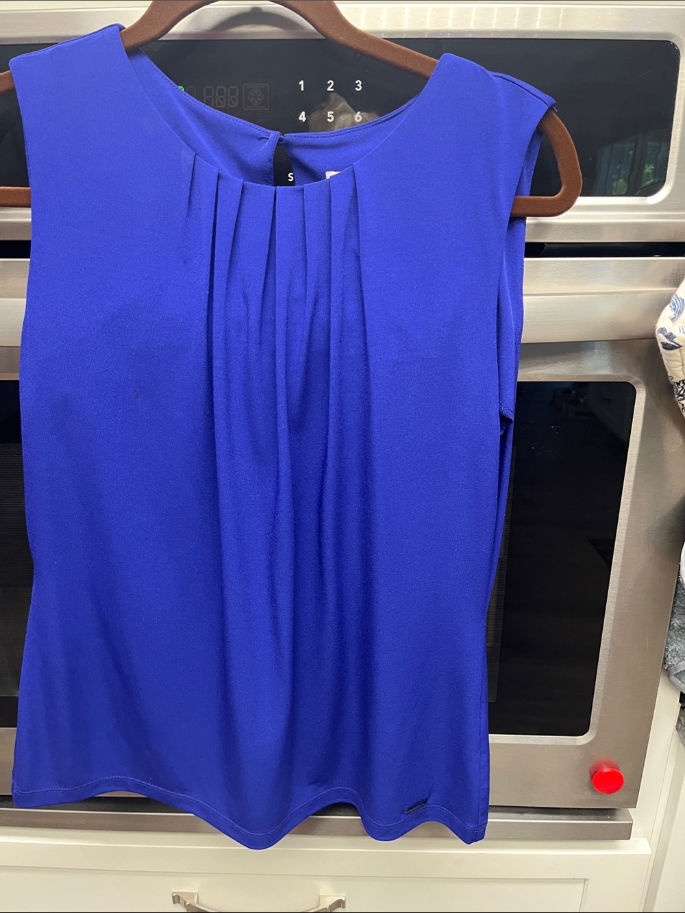Calvin Klein Sleeveless Pleated Camisole in Cobalt